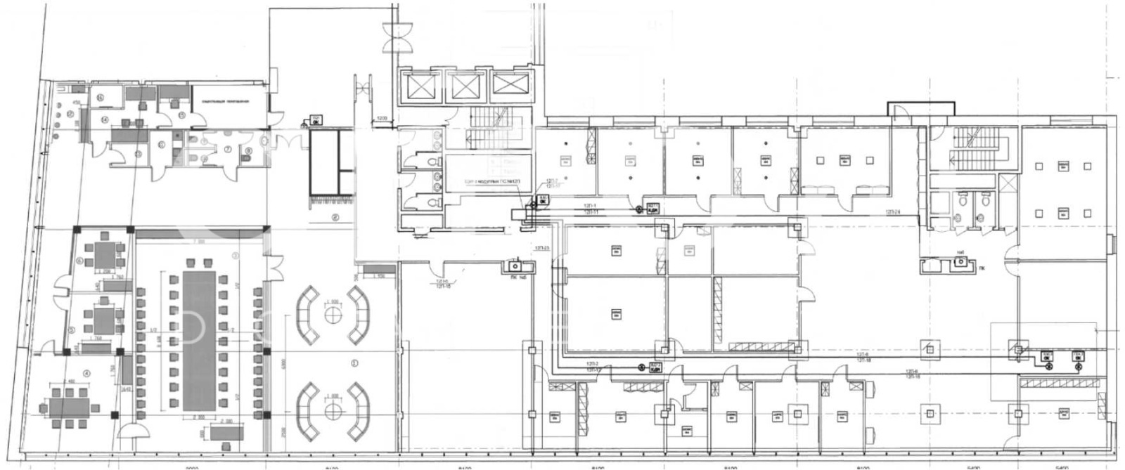 Планировка офиса 1465 м², 12 этаж, Бизнес-центр «White Stone»